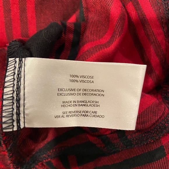 NWT Eddie Bauer Size L Red Black Soft Plaid Flannel Button Collarless Tunic Top - Picture 15 of 15